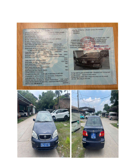 01 Xe ôtô con; Nhãn hiệu: TOYOTA; Số loại: Corolla Altis; Màu sơn: Xanh; BKS: 29A-027.54; Số khung: ZZE1227500683; Số máy: 1ZZ0884427; Xe xăng; 05 chỗ ngồi; Sản xuất 2001 Giấy chứng nhận đăng ký số 29 293506 do Công an thành phố Hà Nội cấp 11/08/2025, đứn